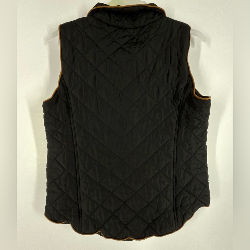 Crown & Ivy Women's XL Black Quilted Puffer Vest Preppy Fall Layer Zip Front - Picture 5 of 12